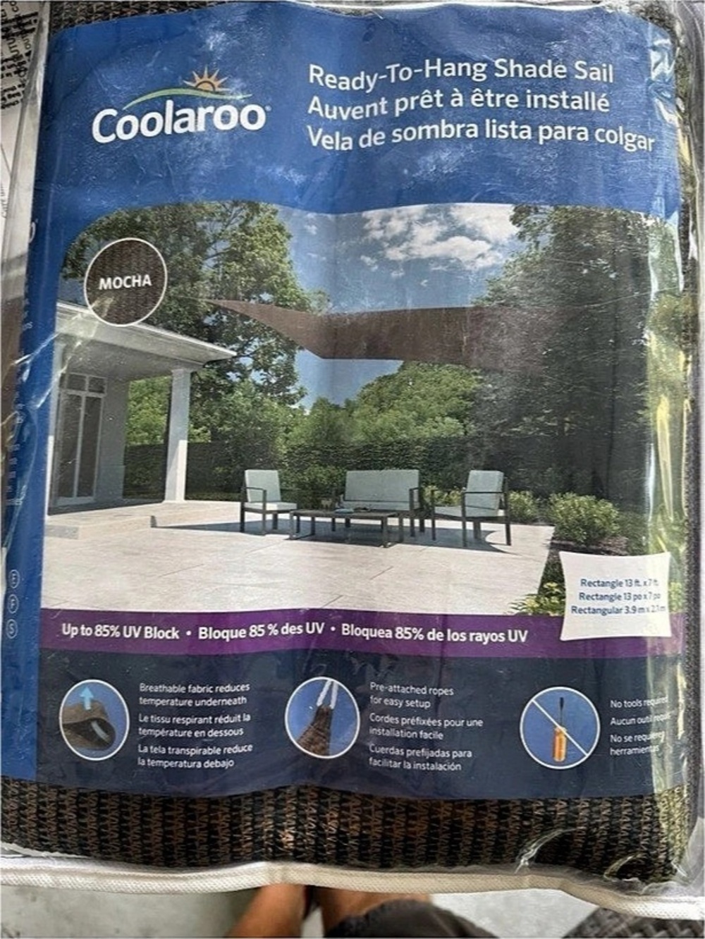 Coolaroo Ready-to-Hang Shade Sail Gray